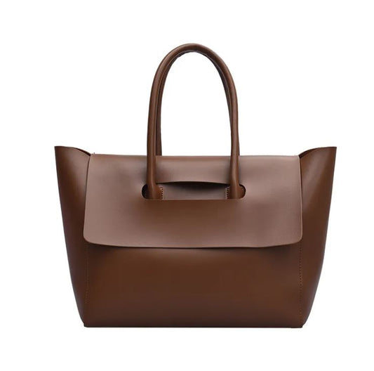 The Soft Hour Leather Shoulder Tote — Spacious Elegance